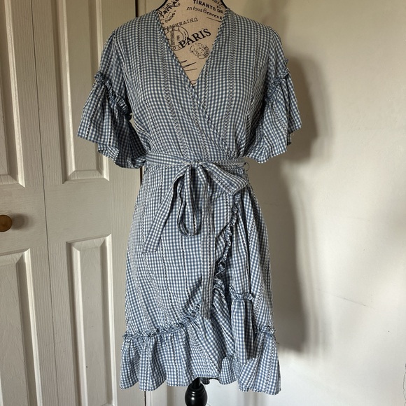 Gingham Wrap Dress - Picture 1 of 5